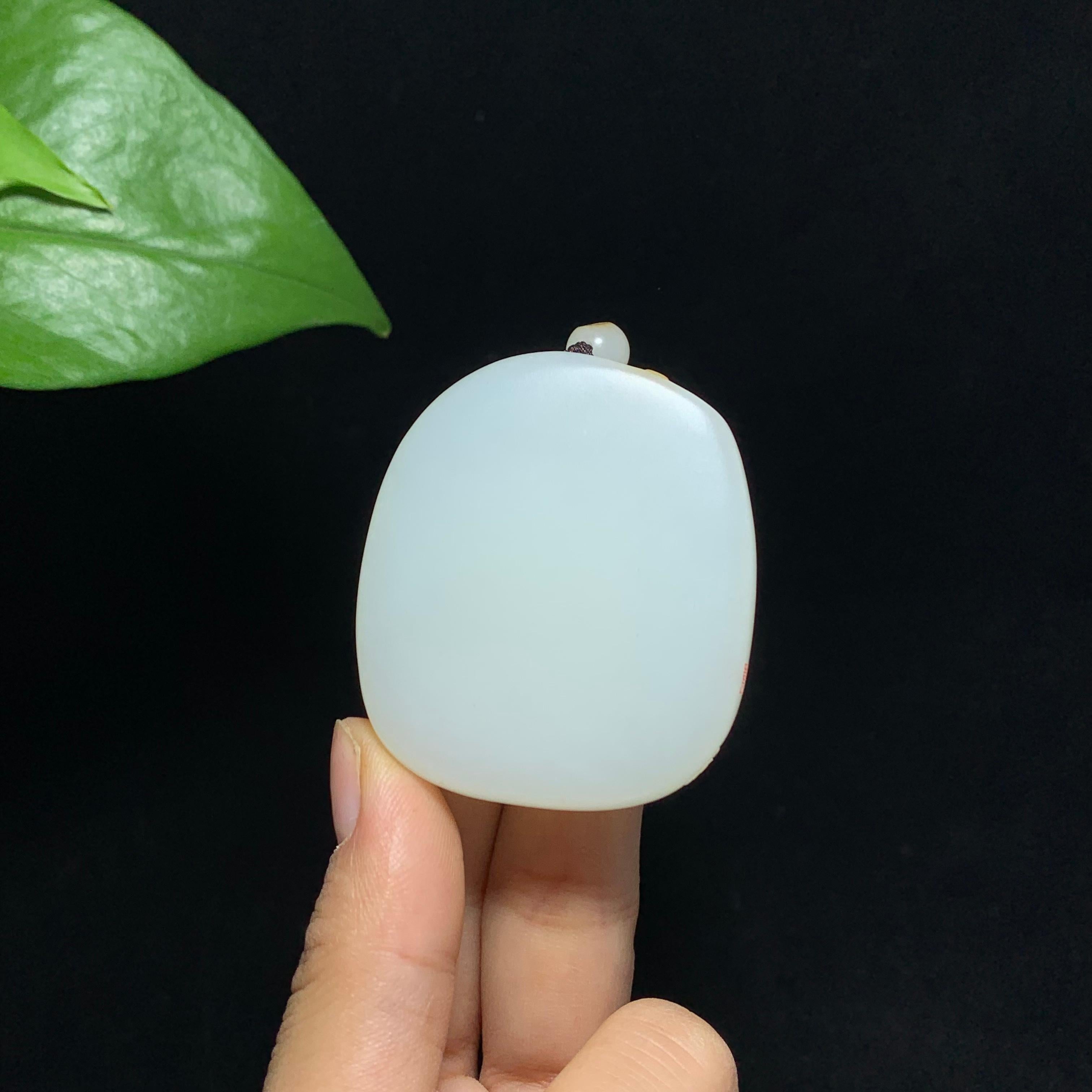 珍藏品和田籽料洒金皮白玉文殊菩萨挂件（51.0g）