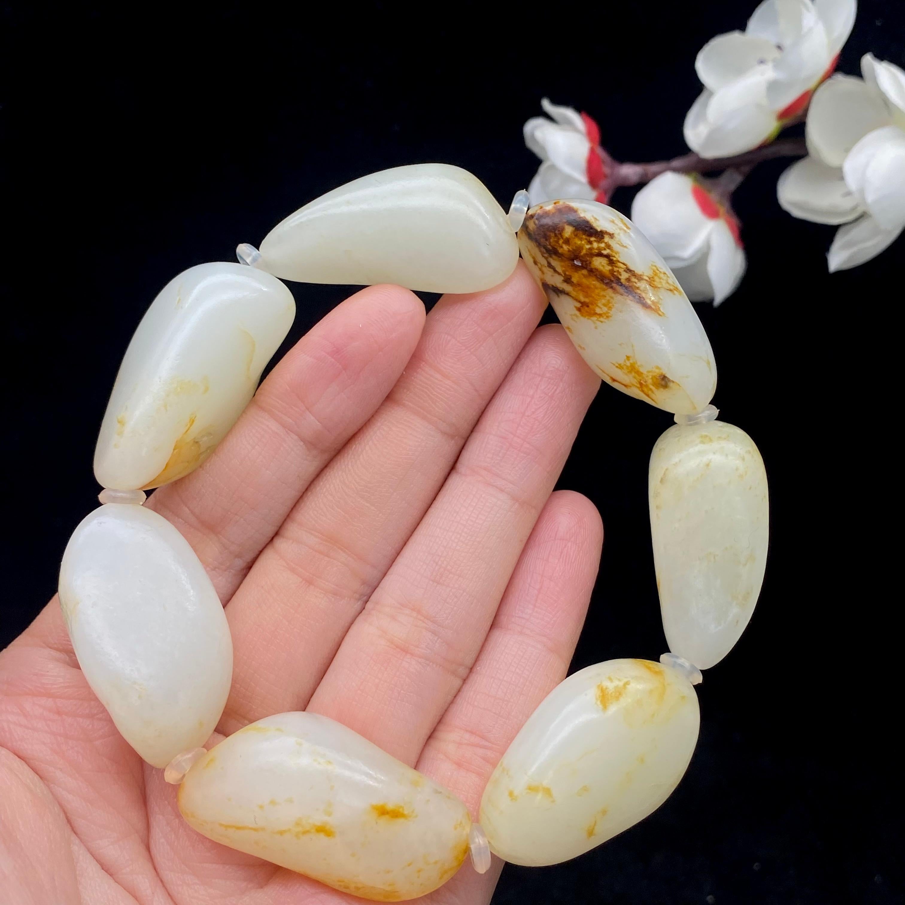 和田玉洒红皮【精品手串】（97g）
