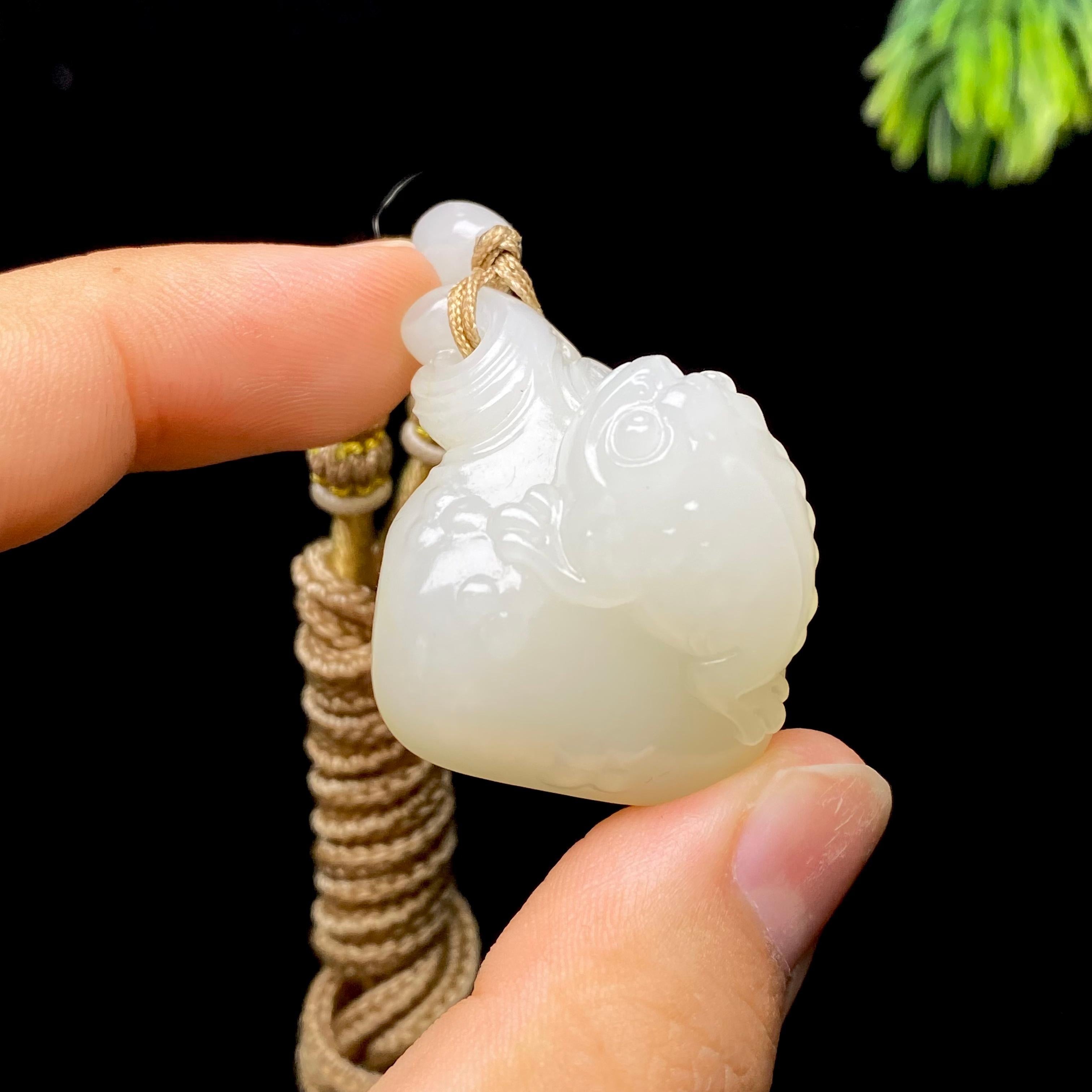 和田玉籽料金蟾钱袋挂件（26.3g）