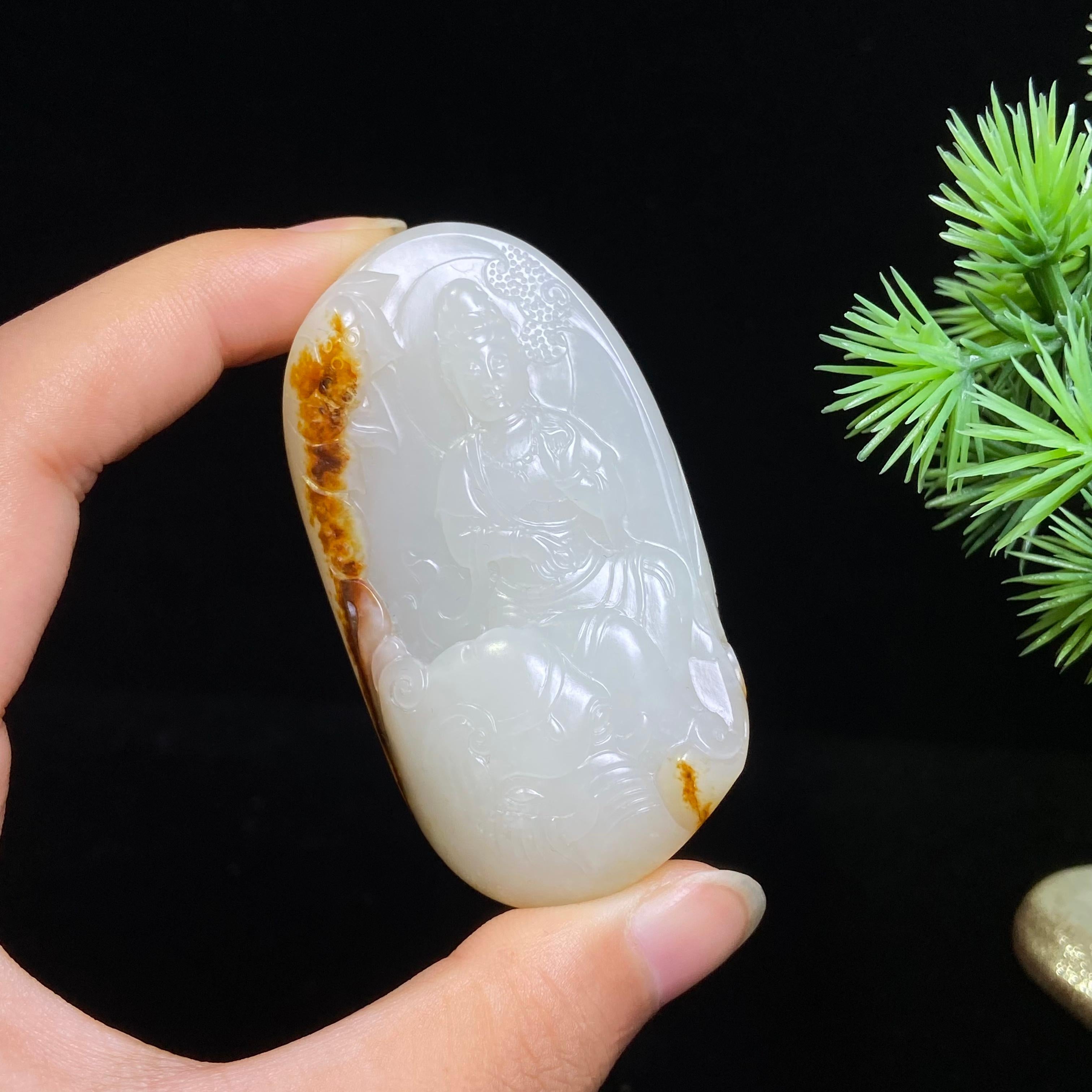 和田玉籽料普贤菩萨（55.6g）