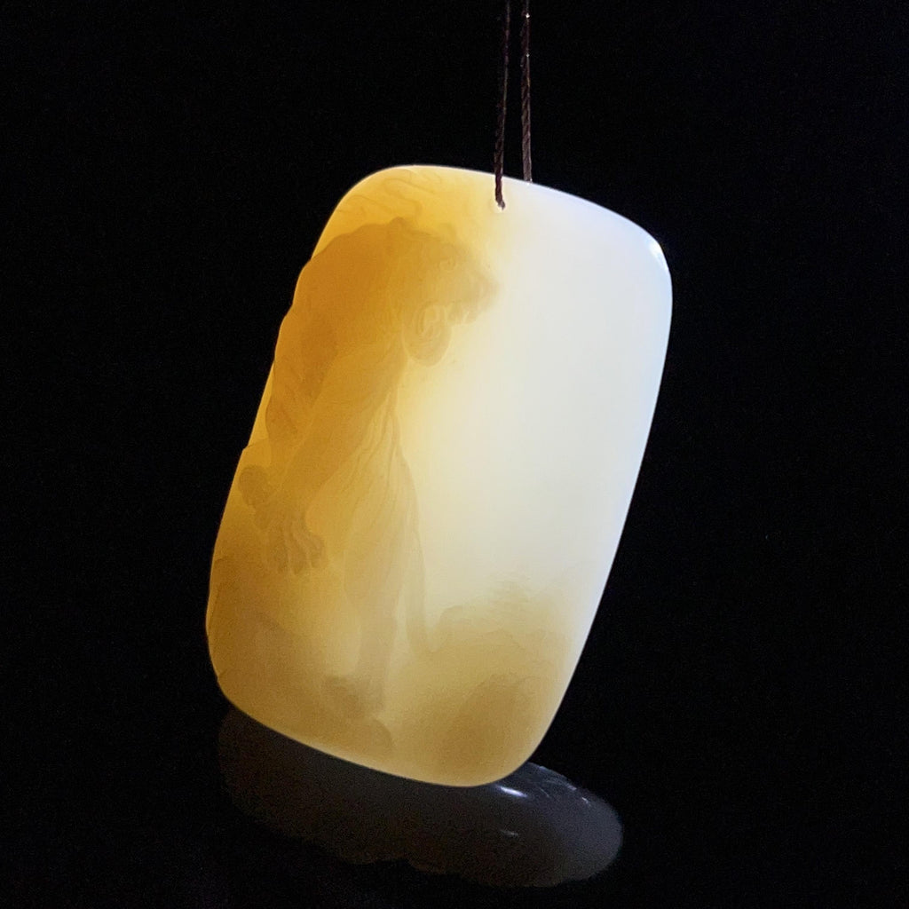 和田玉羊脂白玉糖白生肖虎牌（44.2g）