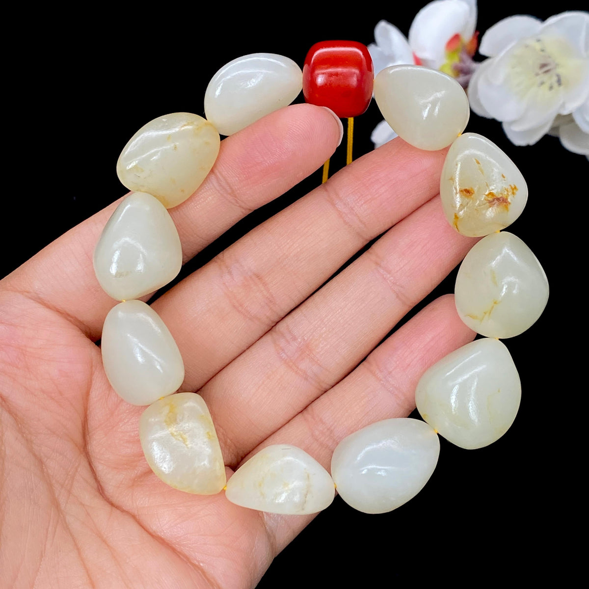 和田玉洒金皮籽料【精品手串】（69.8g）