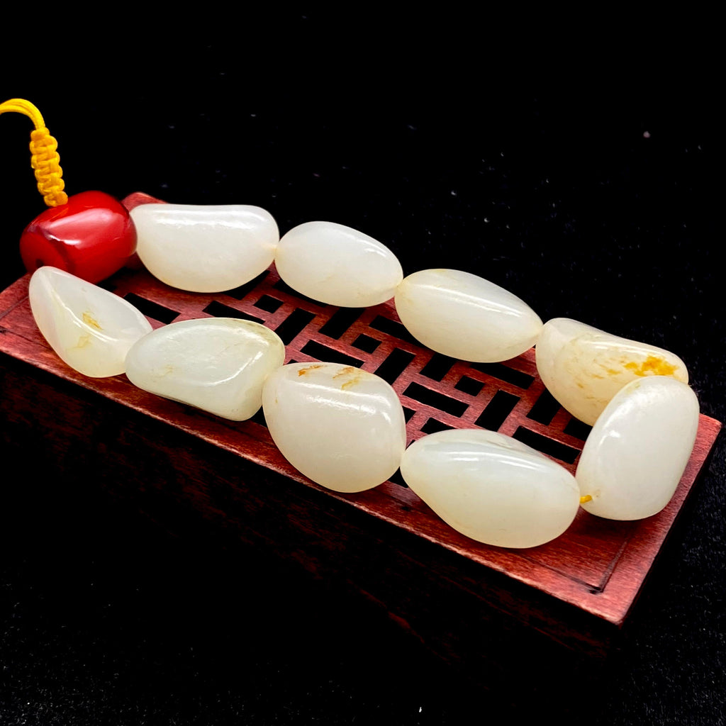 和田玉洒金皮【精品手串】（49.2g）