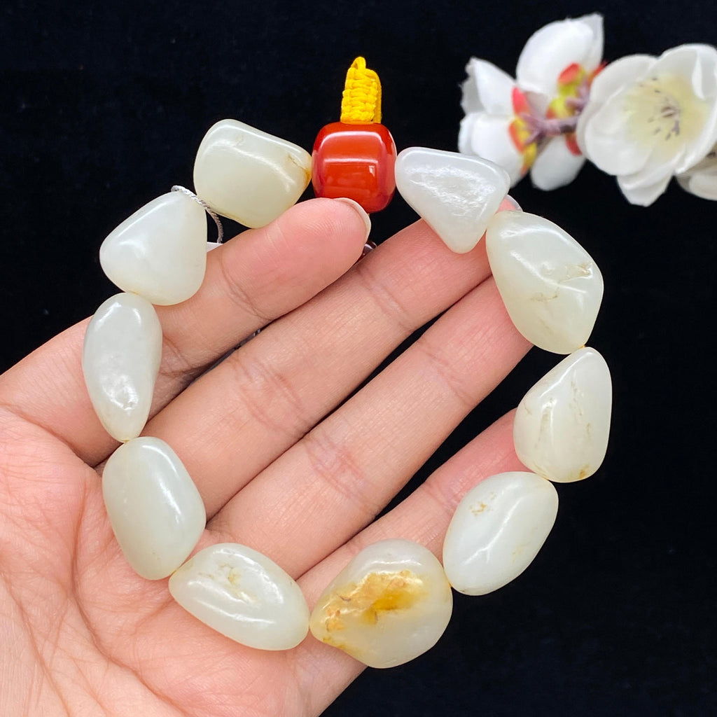 和田玉-黄皮白肉籽料【精品手串】H2605260291（g）