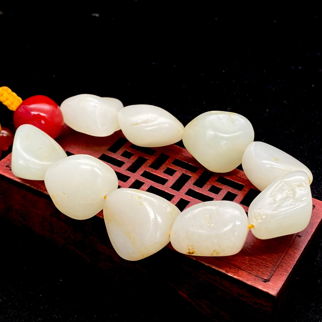 和田玉洒金皮【精品手串】（91g）