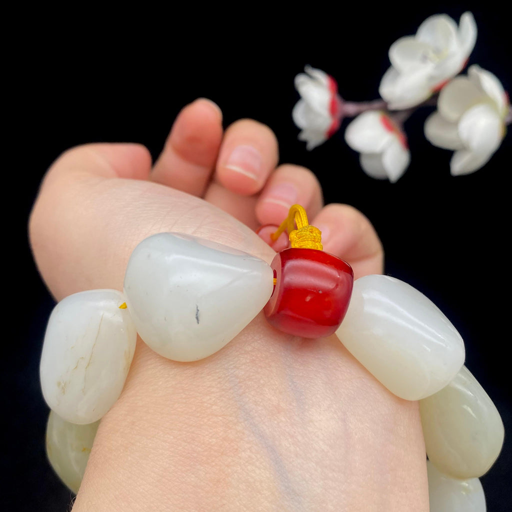 和田玉洒金皮籽料【精品手串】（113.3g）