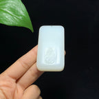 收藏级和田山料羊脂白玉莲花观音挂件（53.8g）