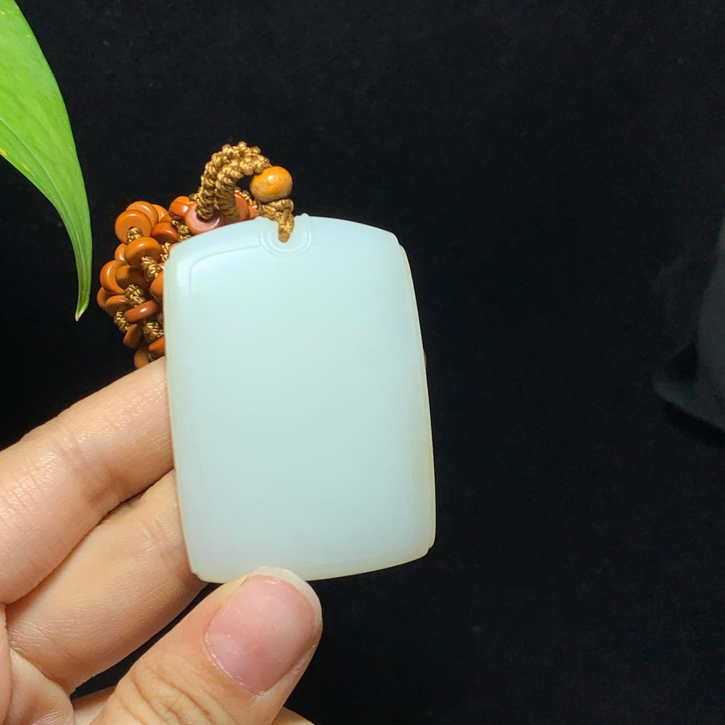 和田山料糖白玉无事牌挂件（60.7g）