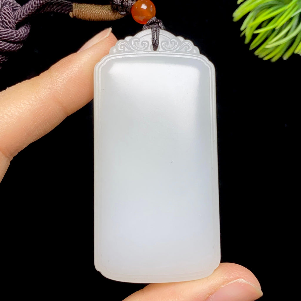 和田玉新疆料白玉无事牌（49.6g）