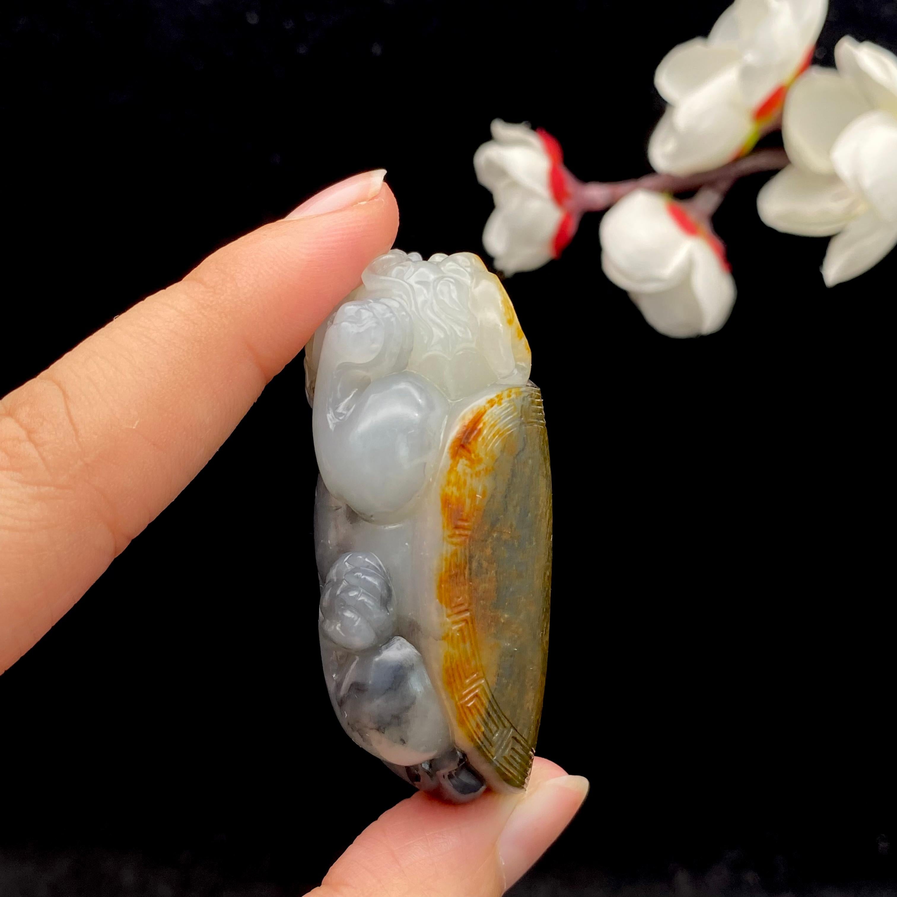 和田玉籽料青花【龙龟】挂件（69.7g）