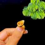 和田玉金镶黄皮白肉籽料戒指（5.3g）