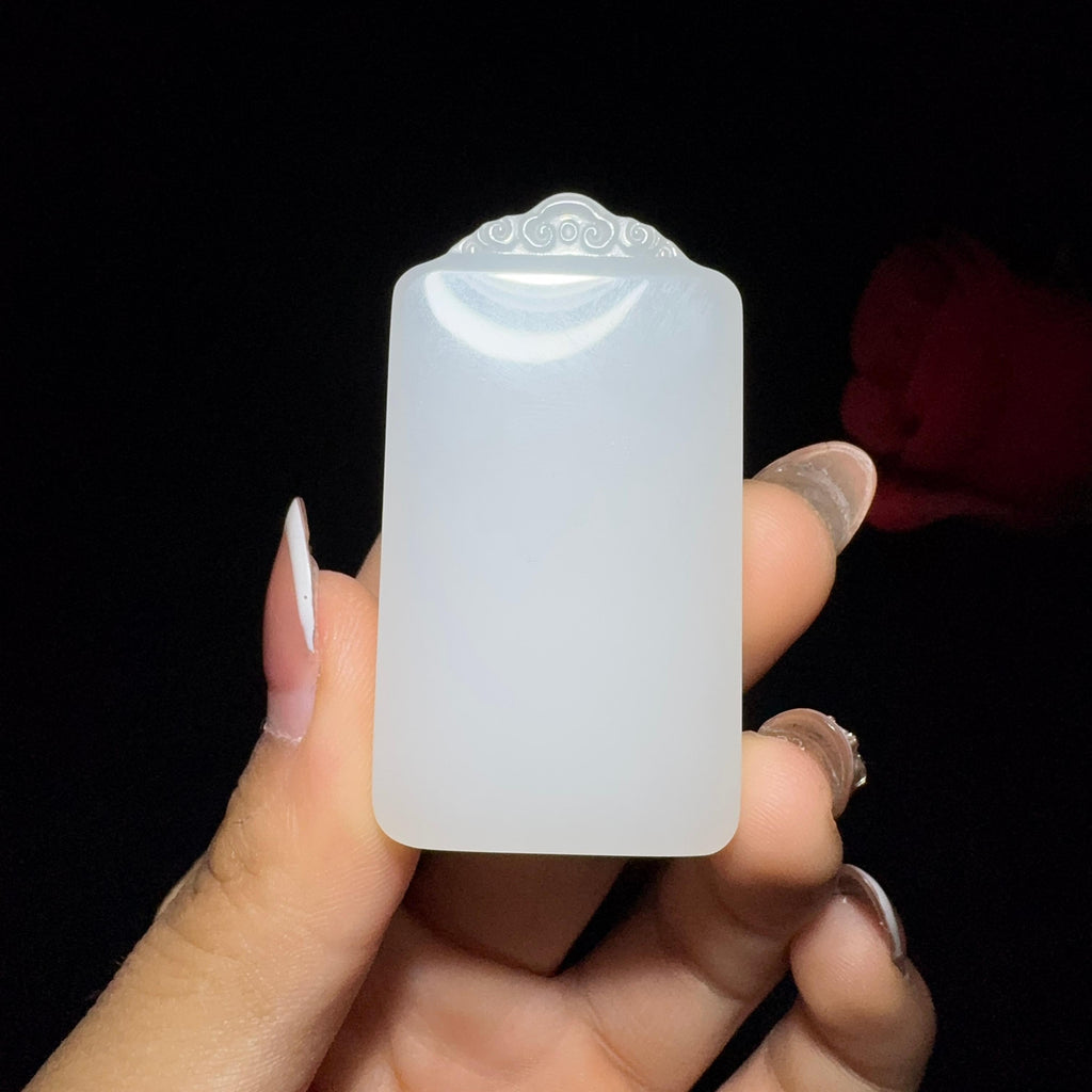秒杀和田玉白玉平安无事牌（41.3g）
