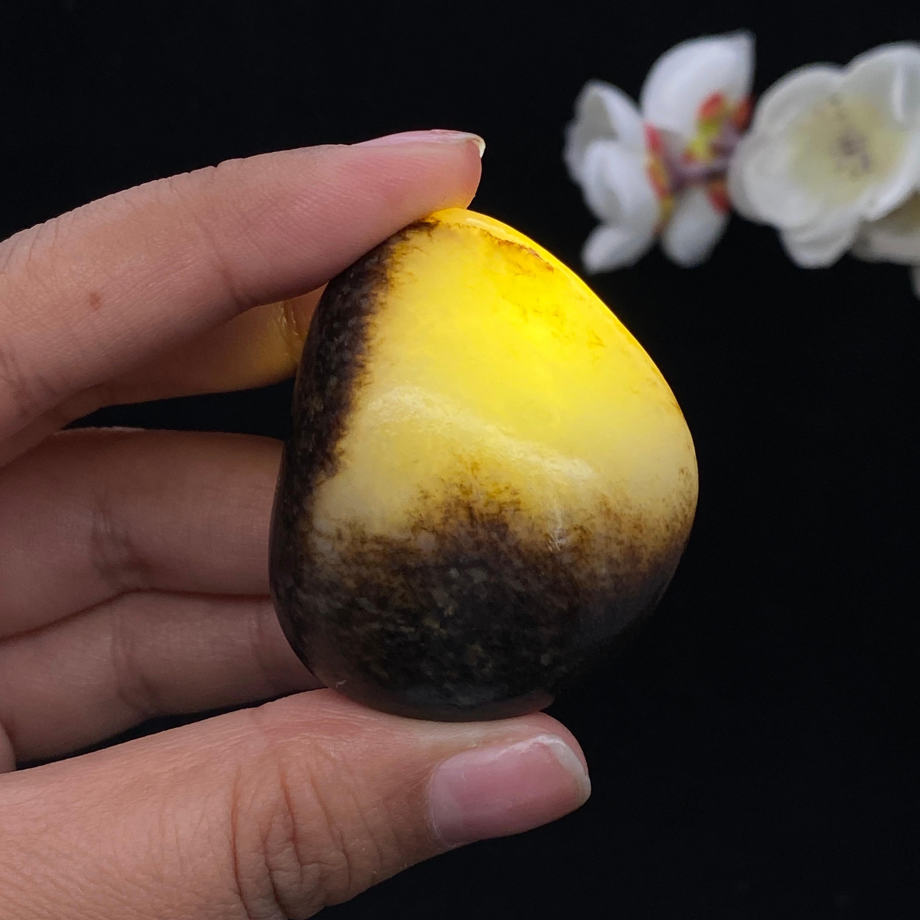 和田玉秋梨黑皮籽料大挂件（57.5g）
