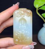 新疆和田玉且末天地黄金糖羊脂玉普贤菩萨（51.4g）