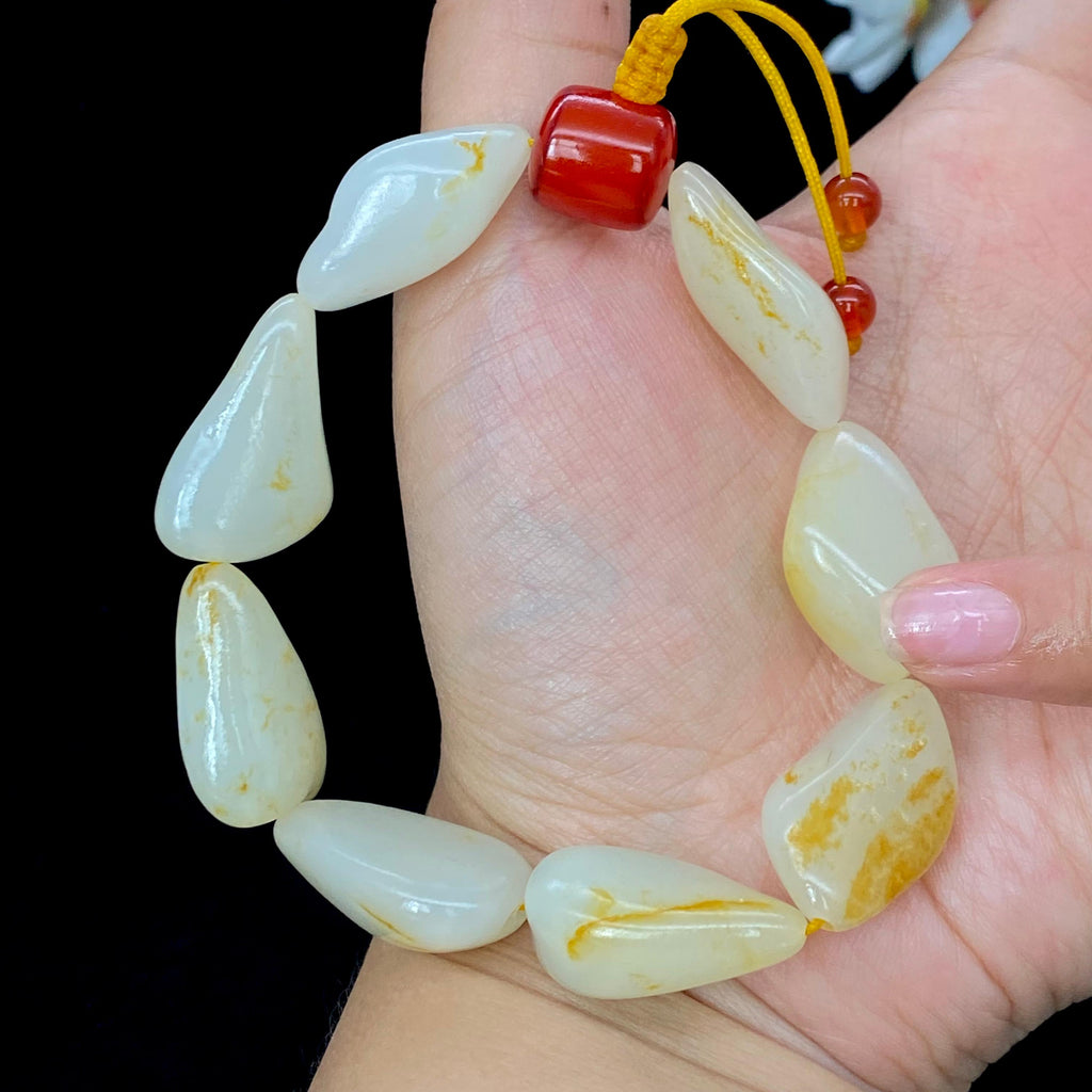 和田玉洒金皮籽料【精品手串】（55g）