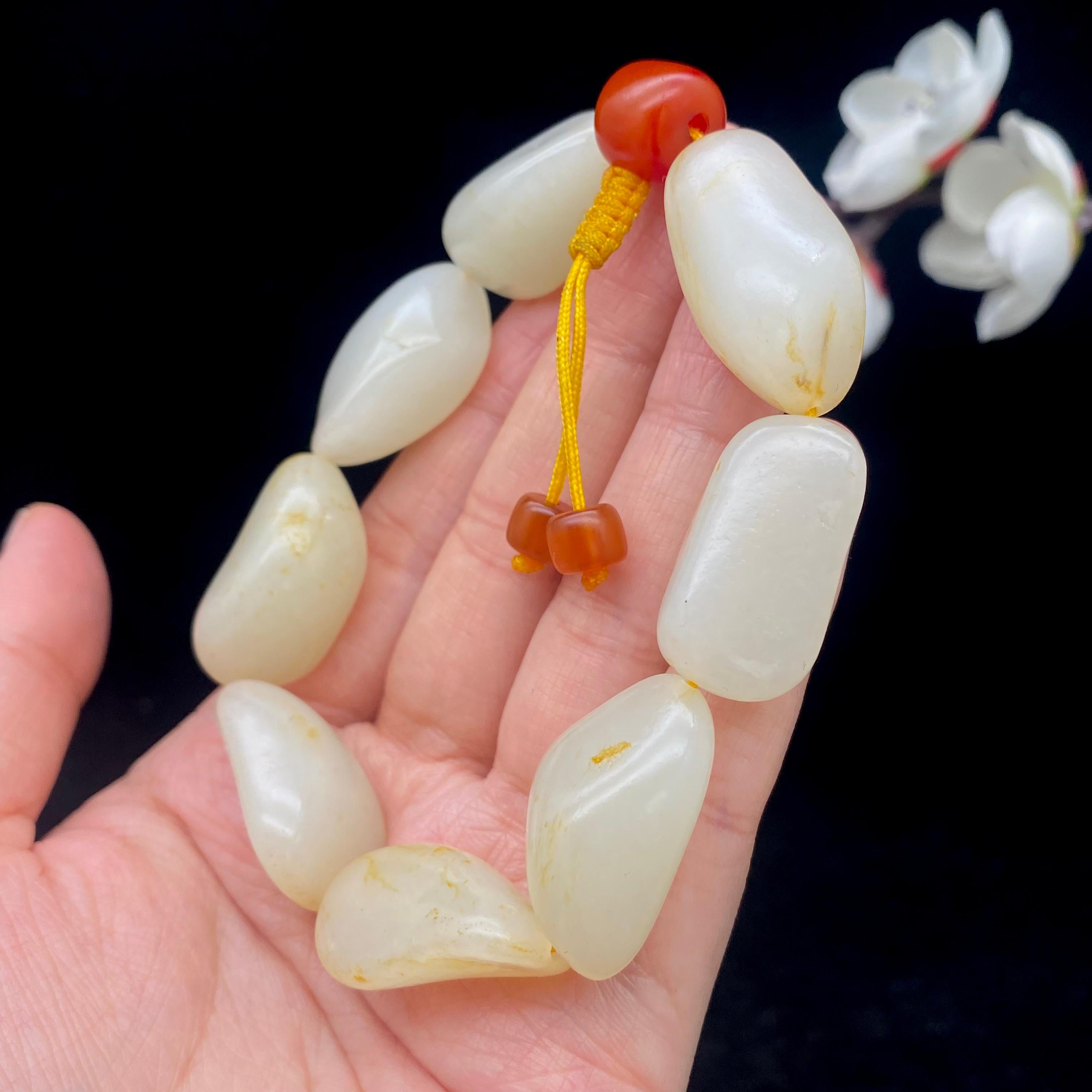 和田玉洒金皮籽料【精品手串】（64g）