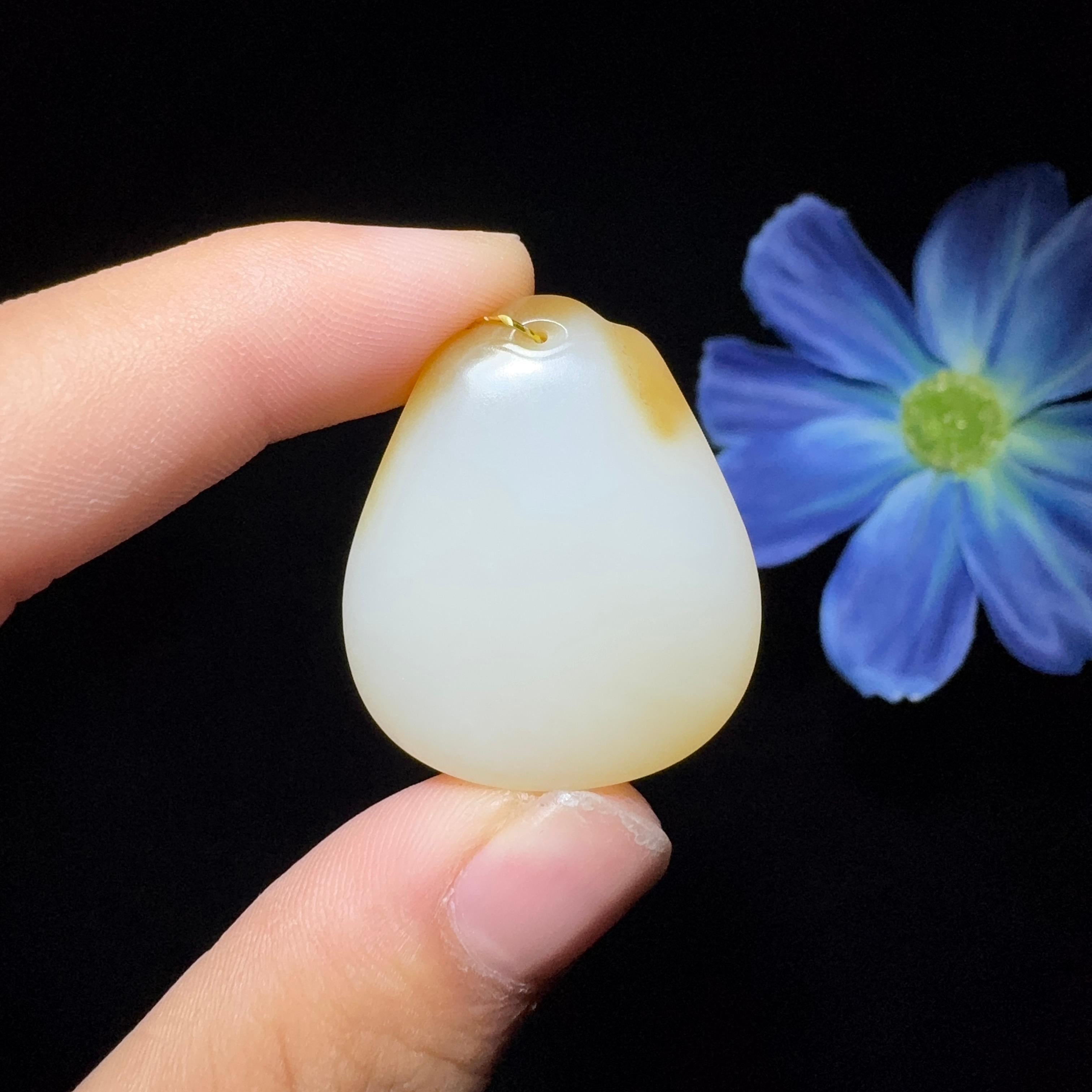 和田玉糖白平安无事牌（15.4g）