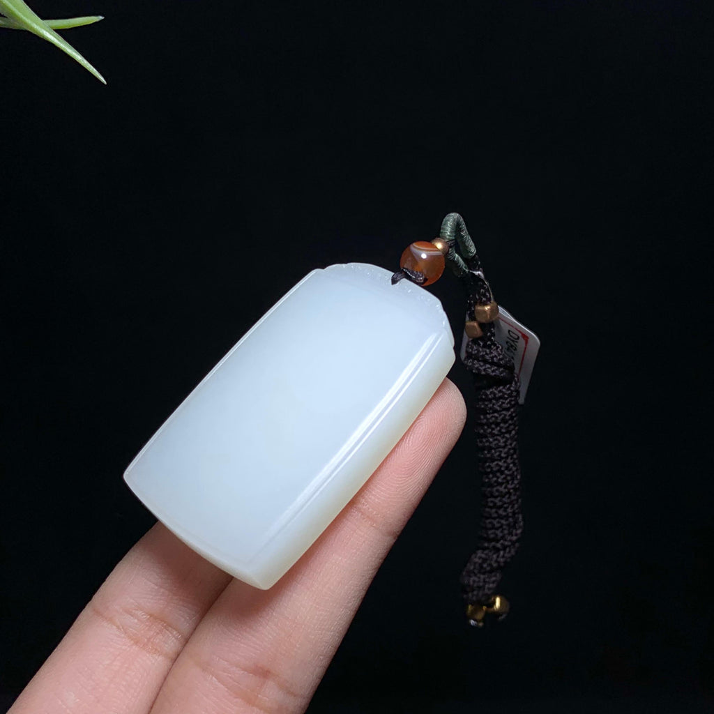 和田白玉无事牌挂件（26.0g）