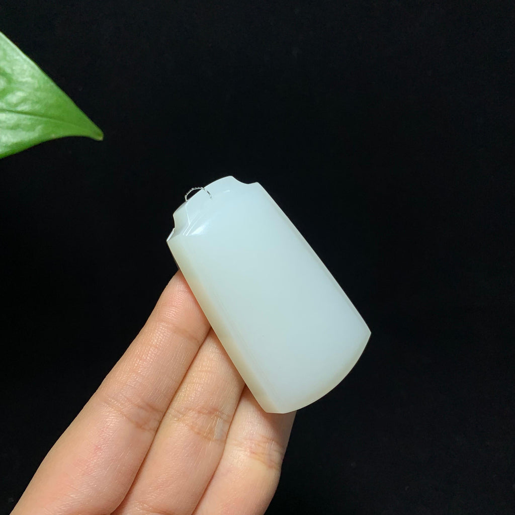 收藏级和田山料羊脂白玉无事牌挂件（52.3g）