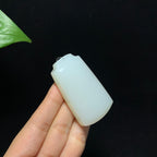 收藏级和田山料羊脂白玉无事牌挂件（52.3g）