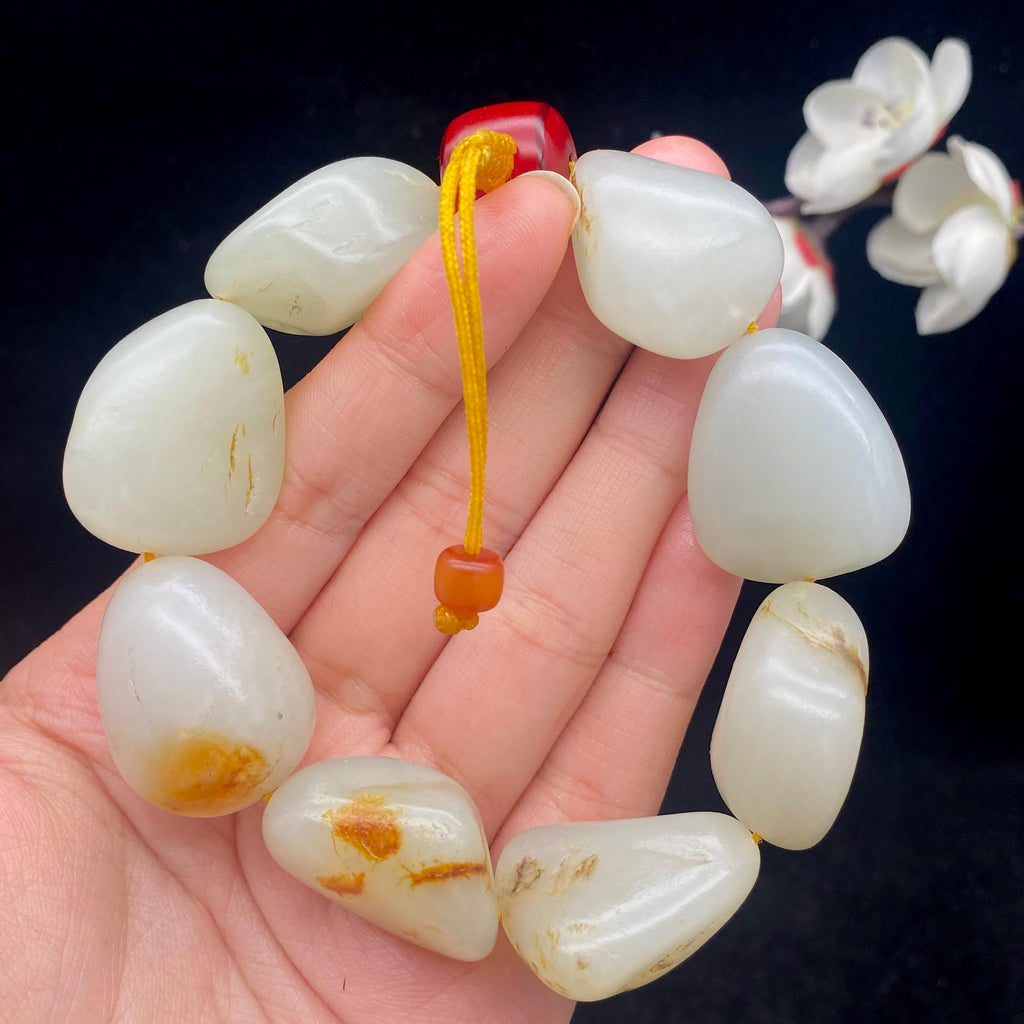 和田玉黄皮籽料【精品手串】（104.6g）