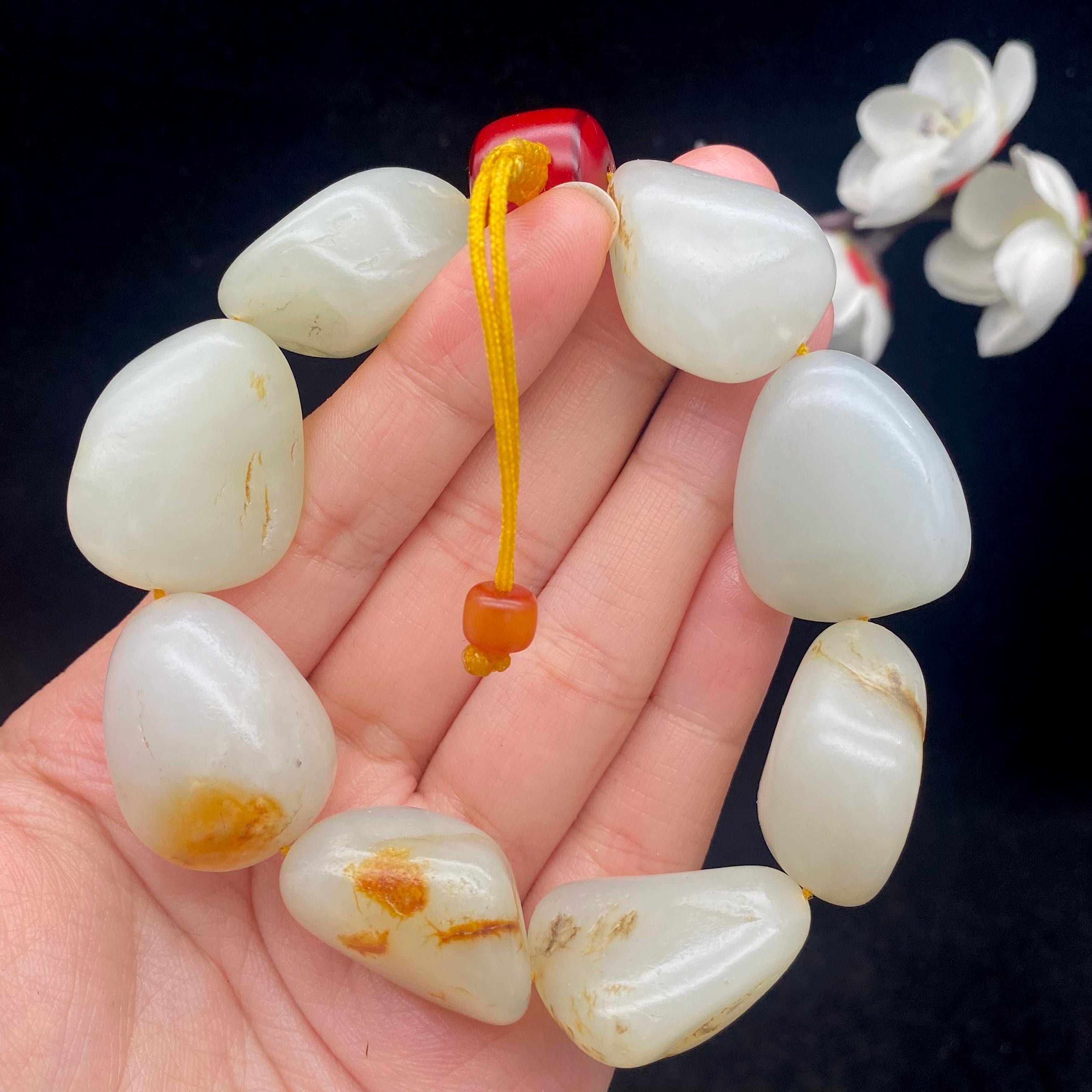 和田玉黄皮籽料【精品手串】（104.6g）