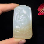 和田玉糖白观音佛挂件对牌（52.1g）