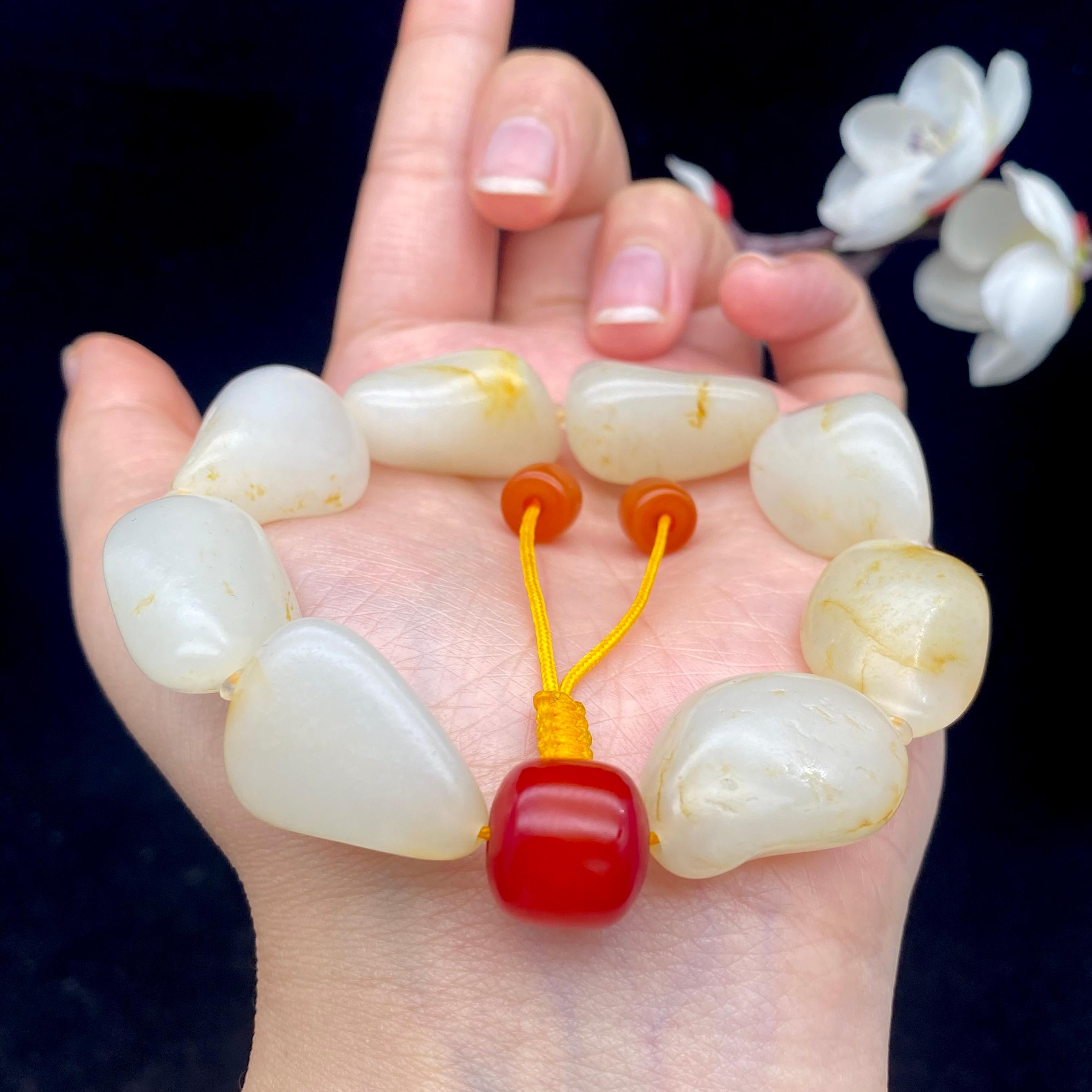 和田玉洒金皮籽料【精品手串】（60g）