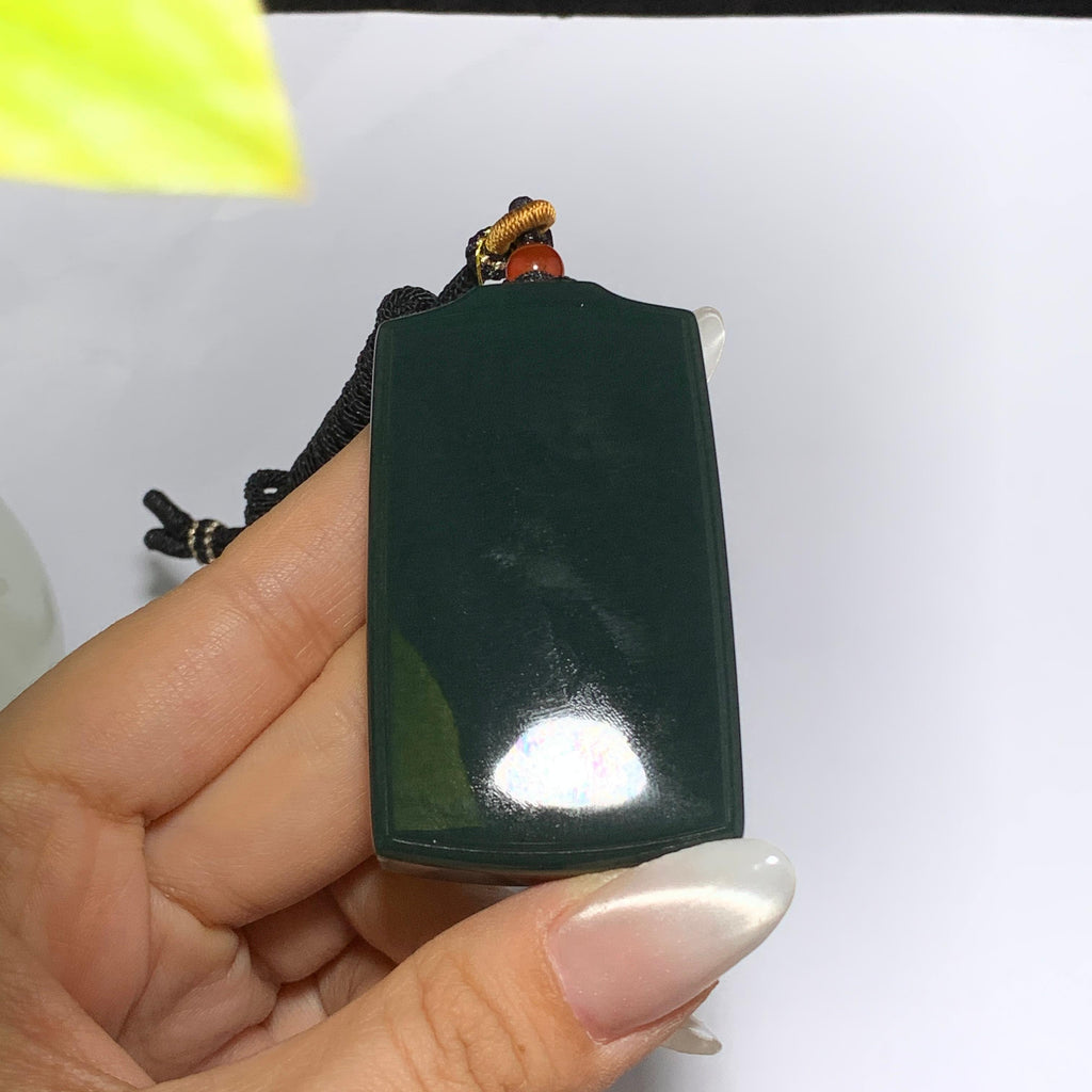 和田山料黑青无事牌挂件（66.0g）