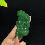 碧玉阳绿喜事连连手把件（58.5g）
