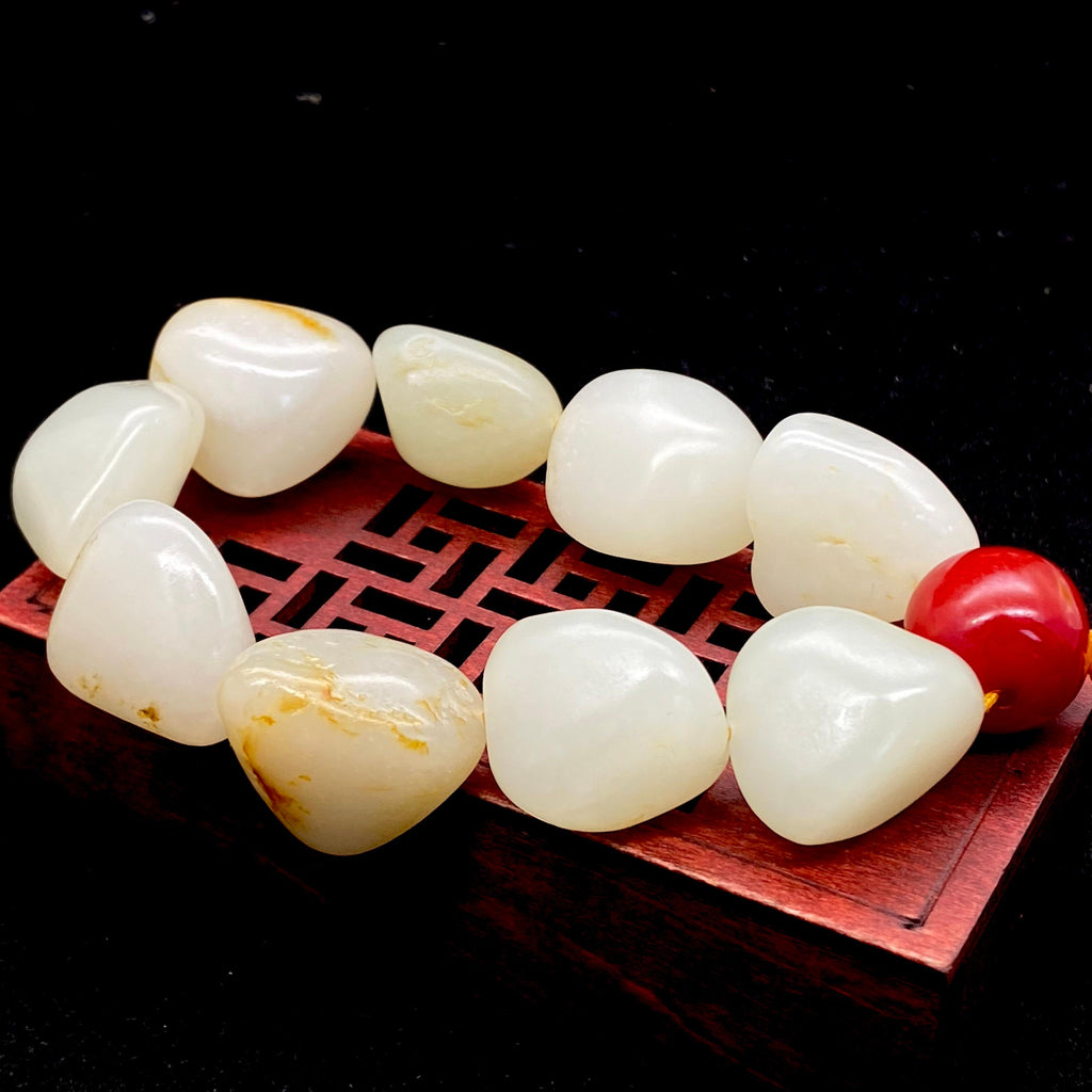 和田玉洒金皮【精品手串】（91g）