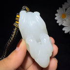和田玉籽料羊脂白玉手把件貔貅（148.0g）