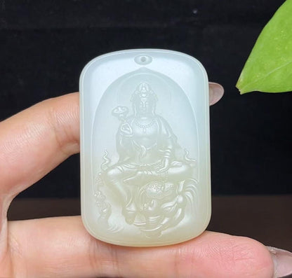 和田玉且末糖羊脂玉普贤菩萨（40.3g）