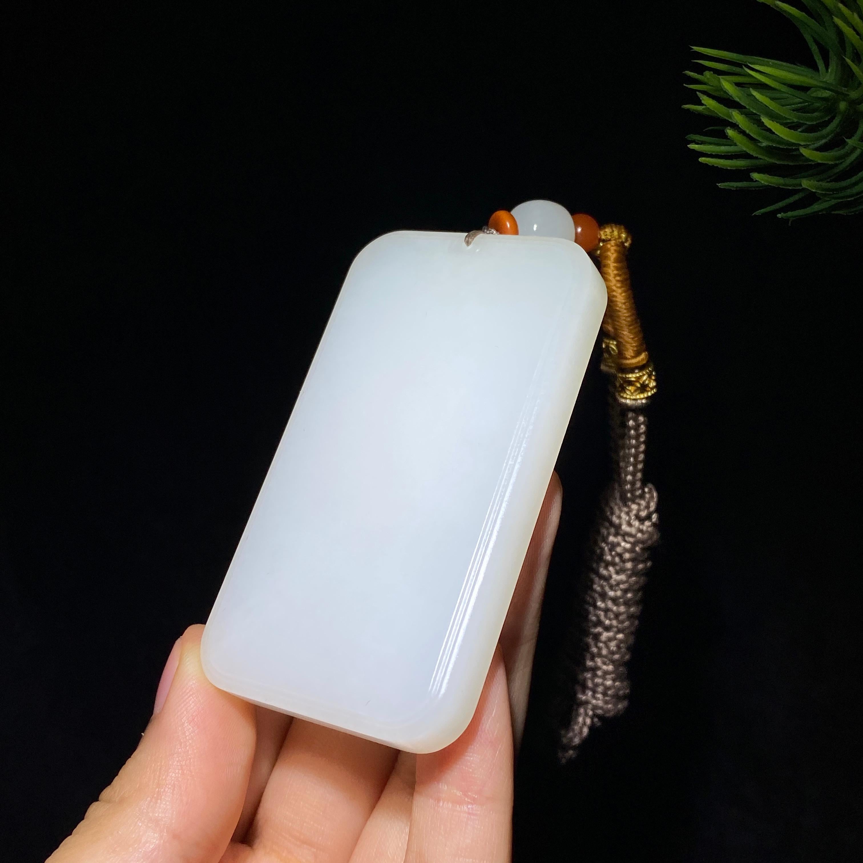 和田玉白玉无事牌（77.7g）