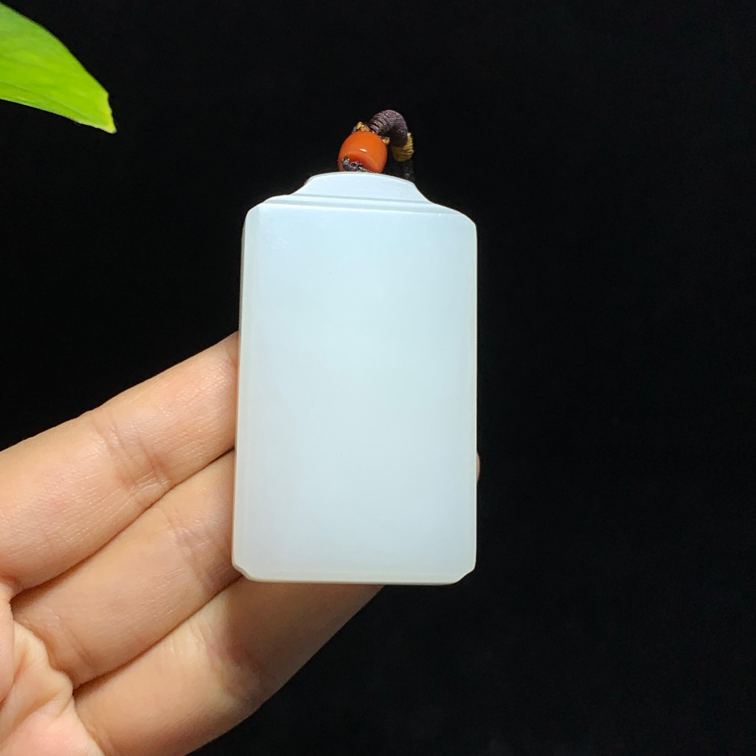 和田山料羊脂白玉无事牌挂件（63.4g）