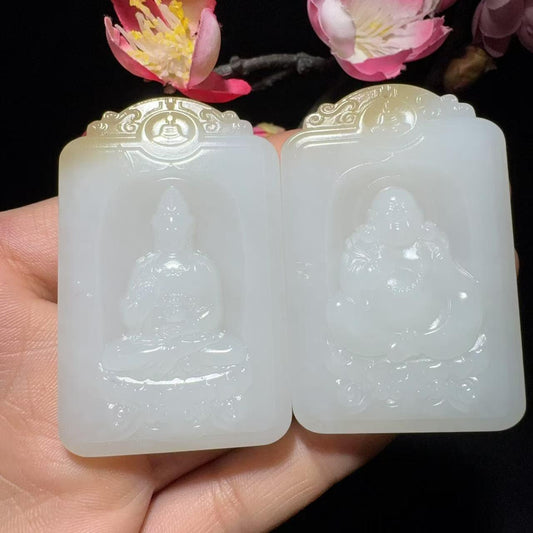 和田玉糖白观音佛牌子（38.6g）