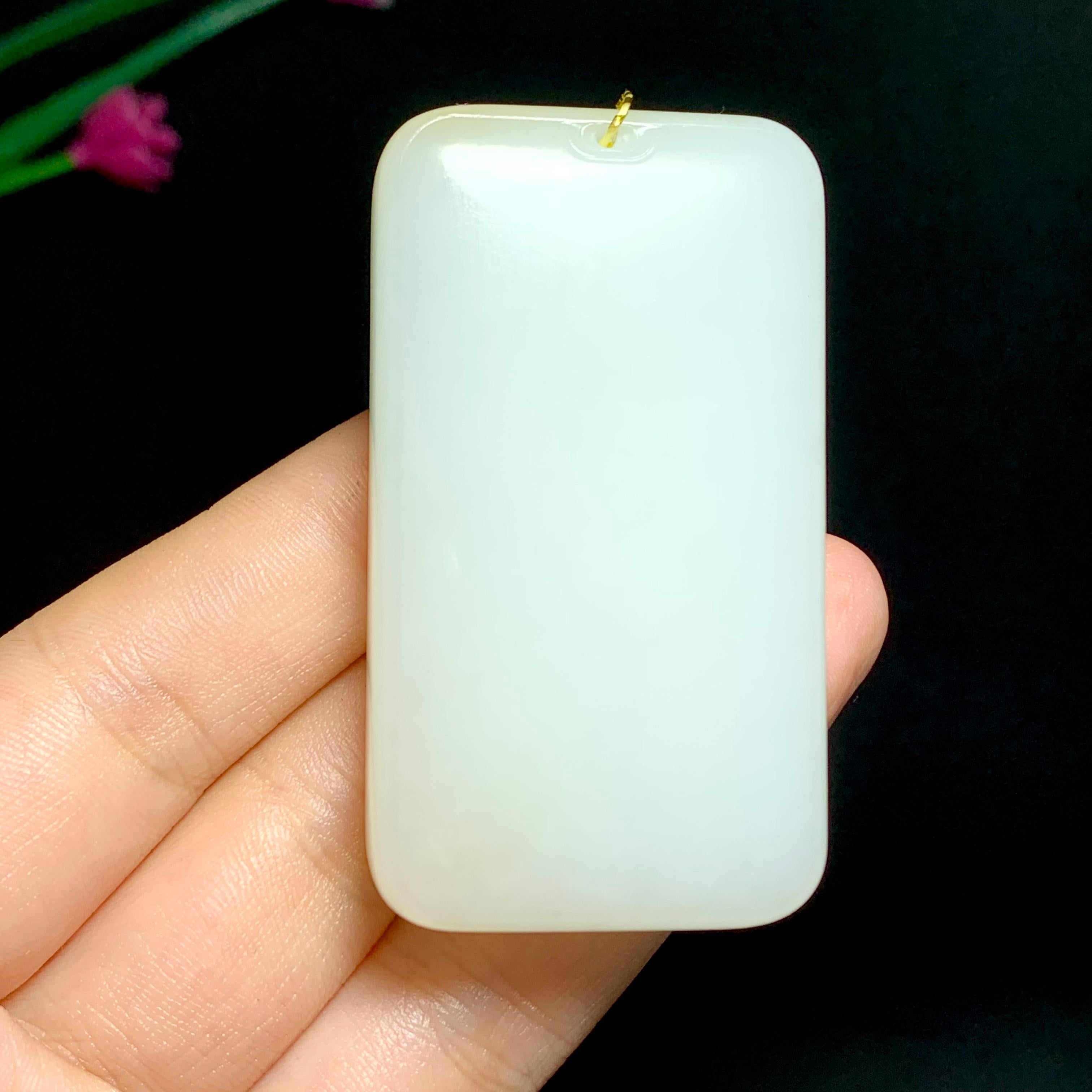 和田羊脂糖白玉无事牌（68.5g）