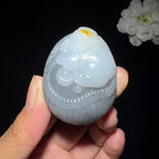 精品和田玉青花籽料招财猫挂件（54.3g）