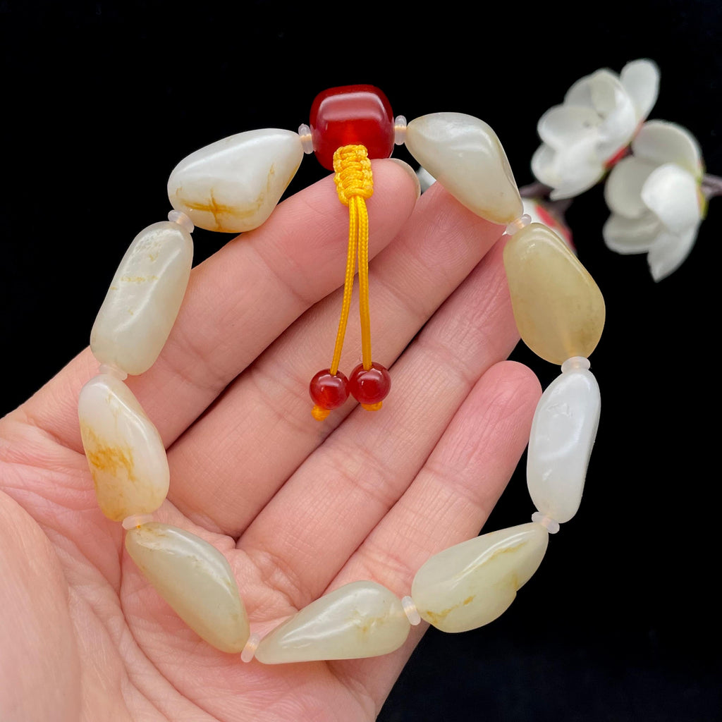 和田玉洒金皮籽料【精品手串】（35.1g）