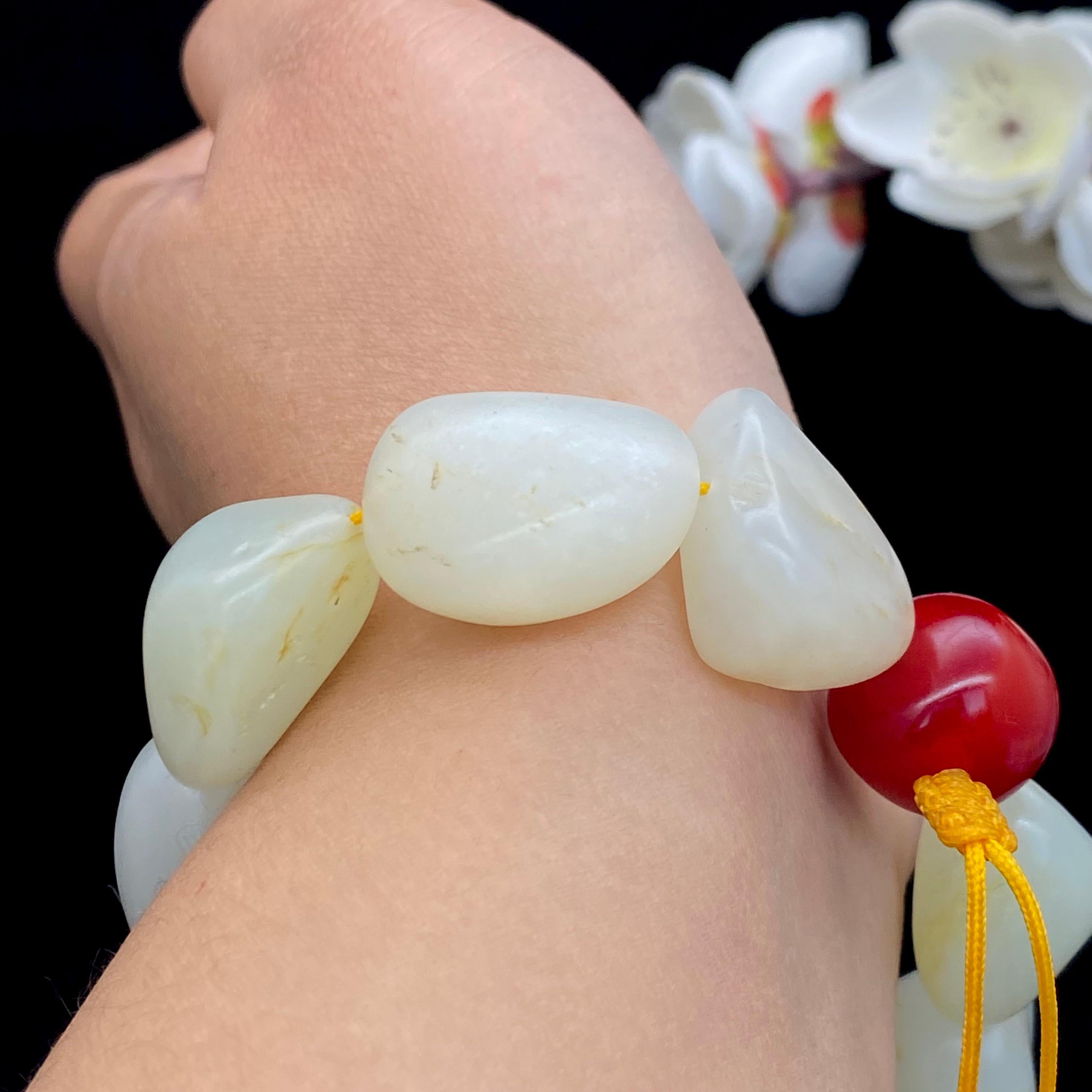 和田玉洒金皮【精品手串】（91g）