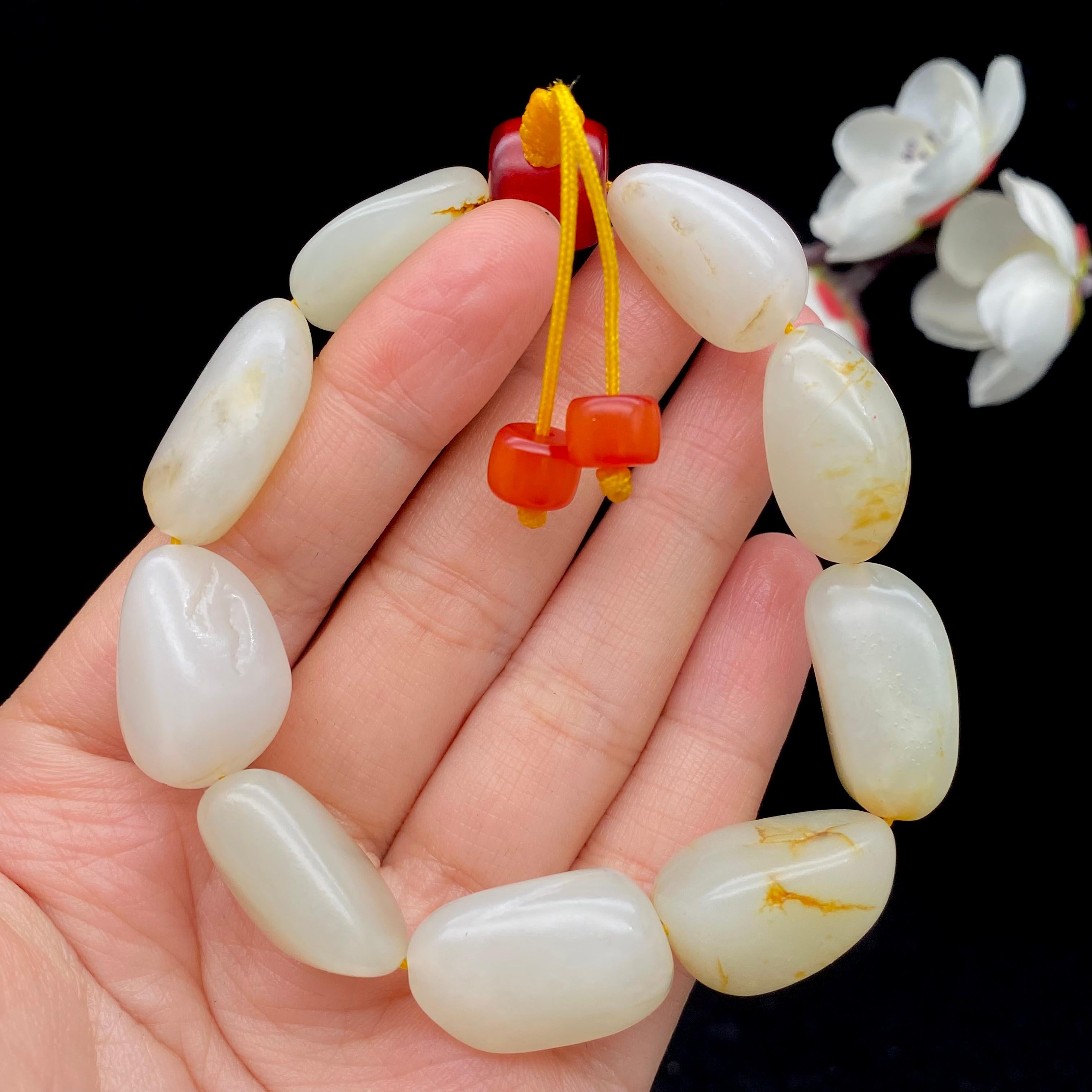 和田玉洒金皮籽料【精品手串】（51g）