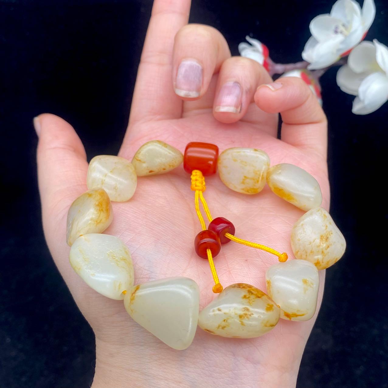 和田玉洒金皮籽料【精品手串】（49.2g）