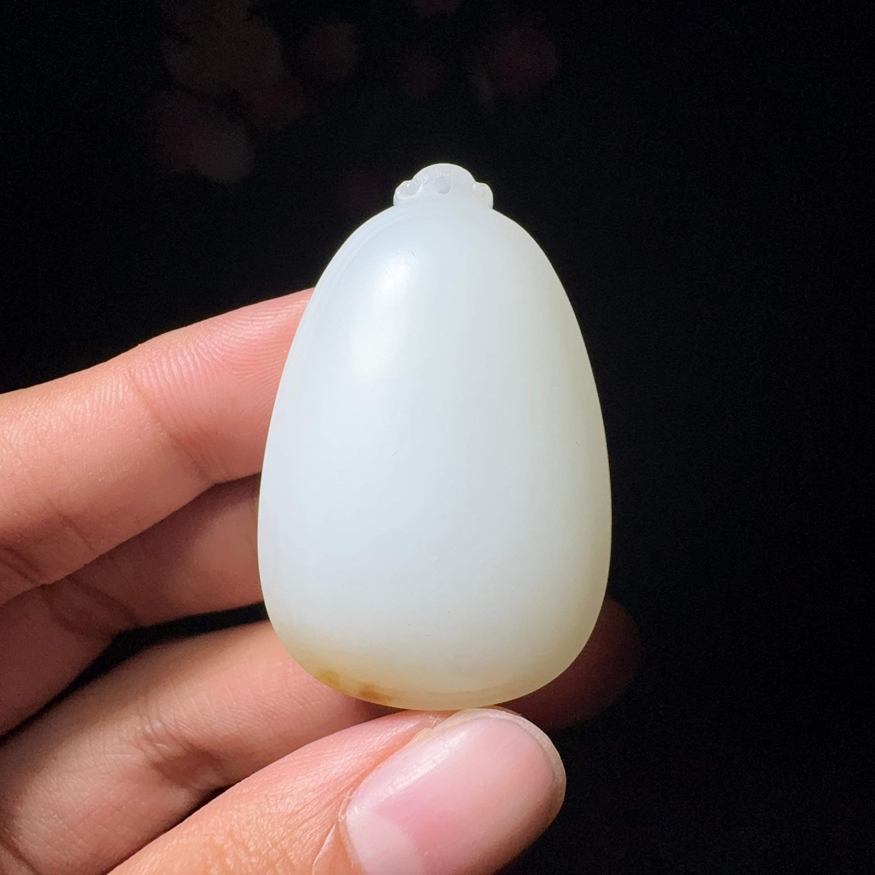 和田玉糖白水滴平安牌（24.9g）