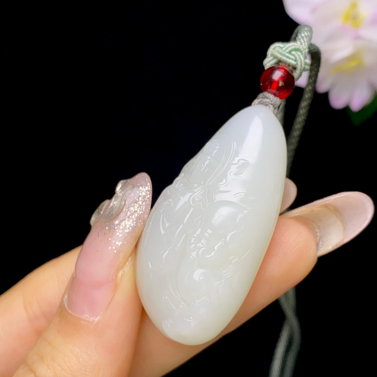 和田玉米达料白玉普贤菩萨（18.9g）