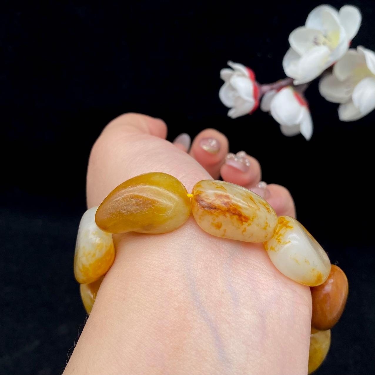 和田玉洒金皮【精品手串】（68.3g）