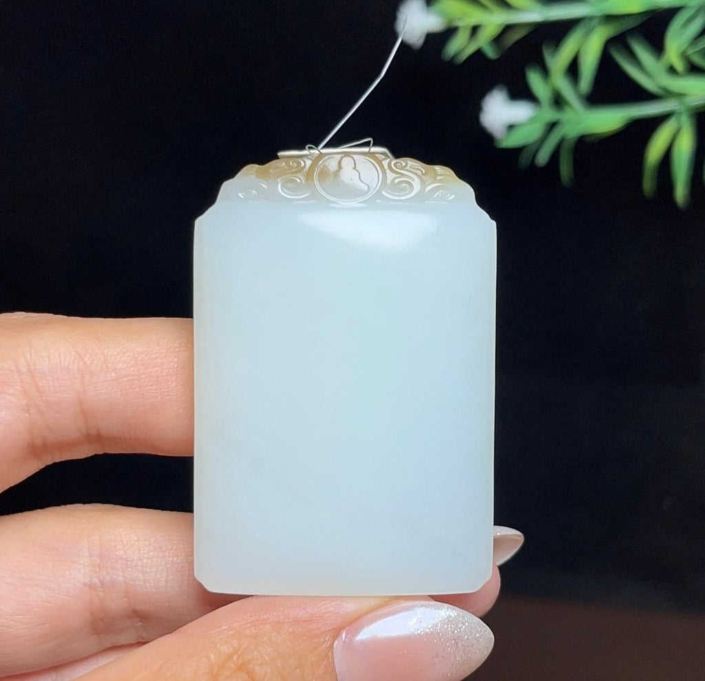 和田玉糖白平安无事牌（40.8g）