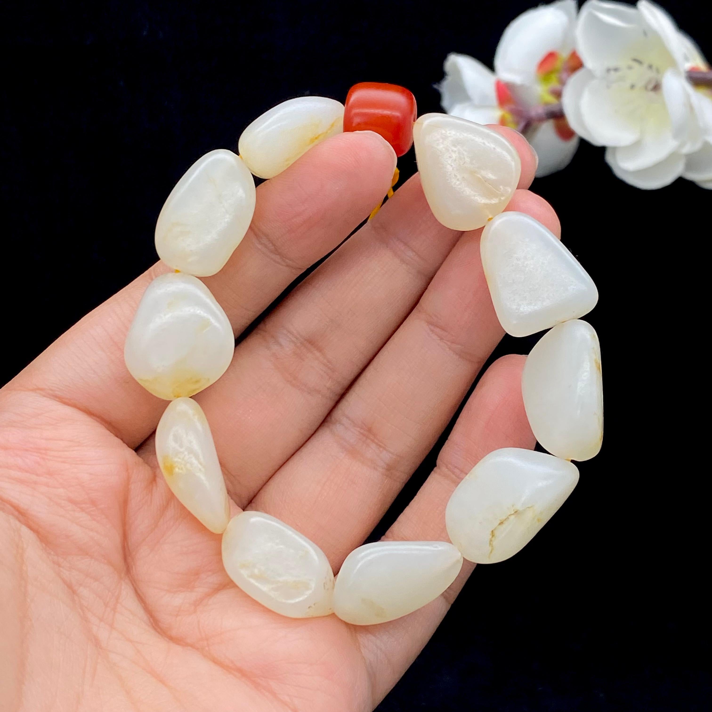 和田玉-黄皮籽料【精品手串】（44.8g）