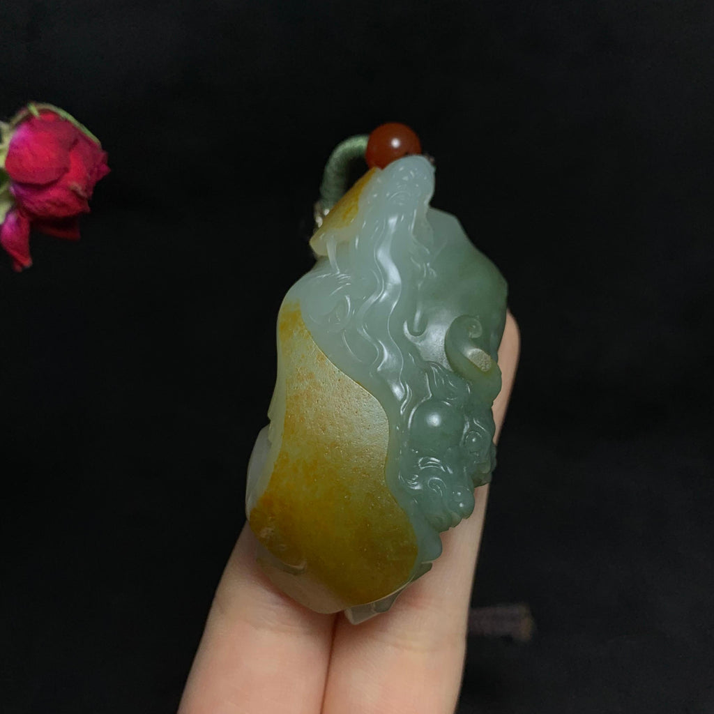 玉龙喀什河洒金皮籽料老子问经（62.8g）