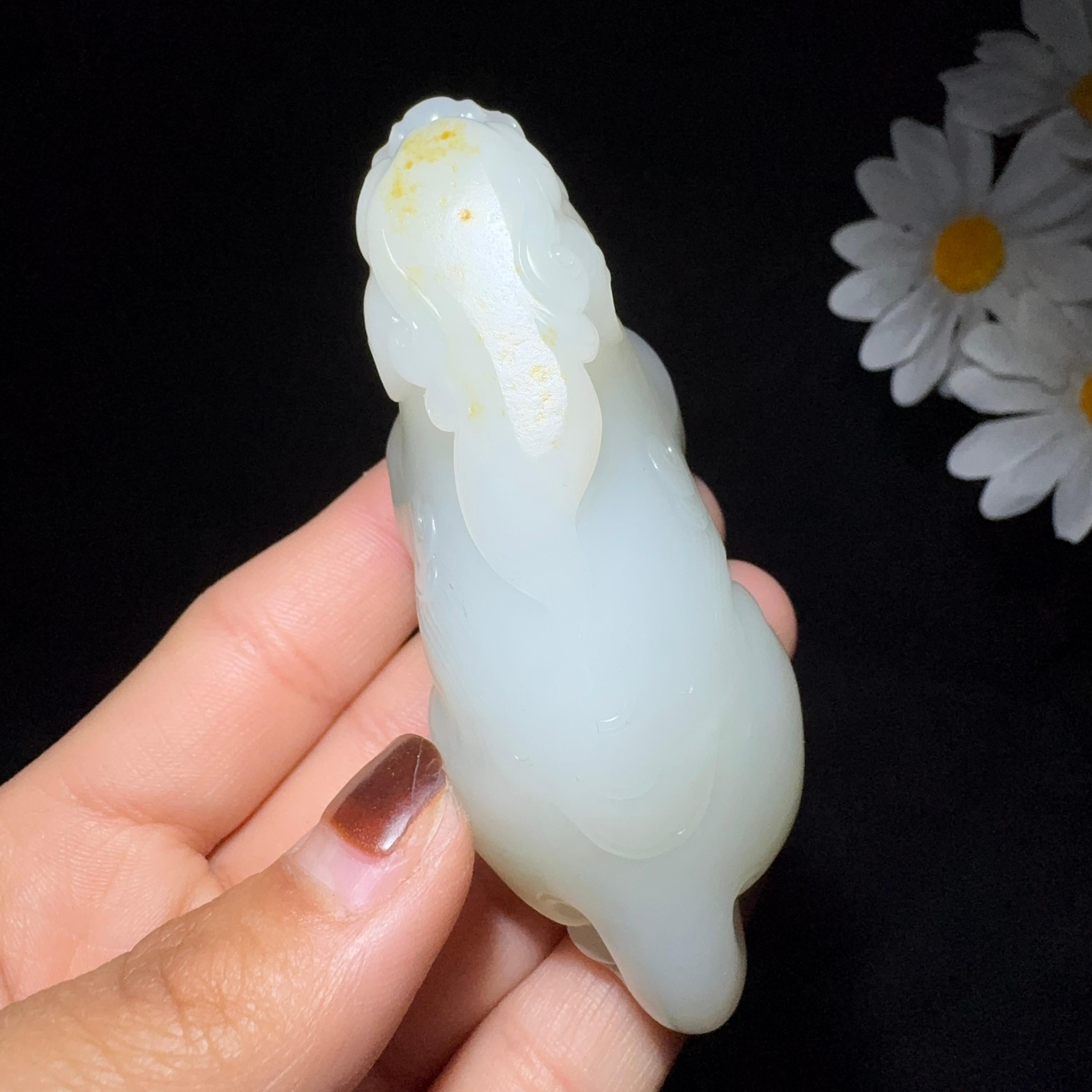 和田玉籽料手把件貔貅（128.9g）