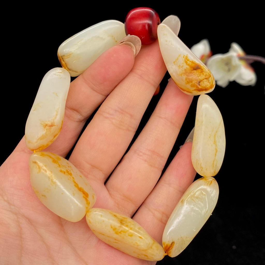 和田玉洒金皮籽料【精品手串】（76.2g）